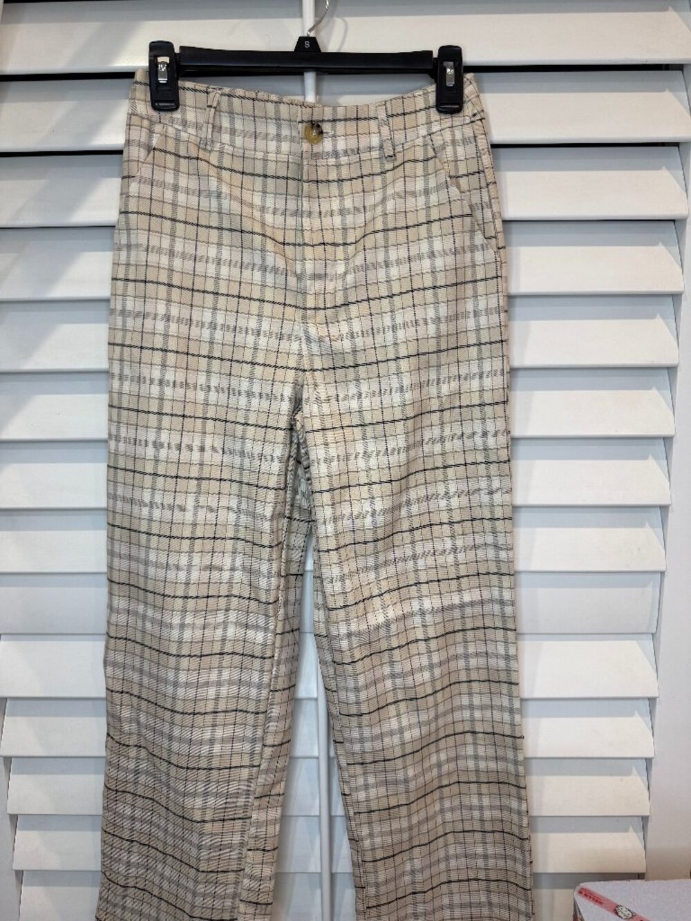 Full Tilt Beige Plaid Wide Leg Trousers Size S